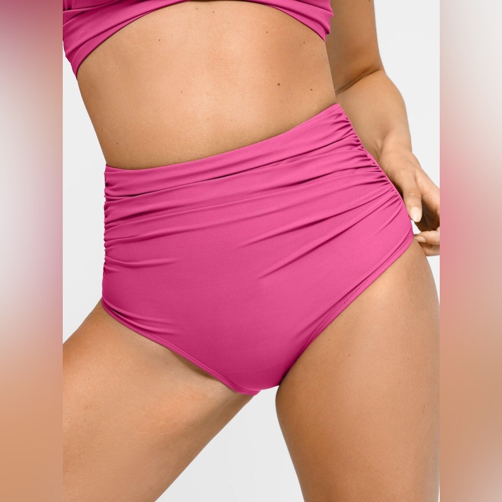 Popilush The Shapewear Swimwear Ruched High-Waist Bikini Bottom